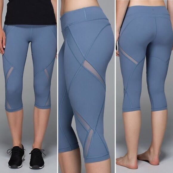 Lululemon Cool To Street Crops Mesh Blue Denim - Picture 5 of 5